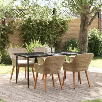 vidaXL Vidaxl - Conjunto De Comedor De Jard&iacute;n 5 Pcs Beige Rat&aacute;n Sint&eacute;tico