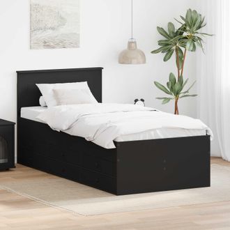 vidaXL Sof&aacute; Cama Con Caj&oacute;n Negro 75 X 190 Cm Madera De Ingenier&iacute;a Vidaxl