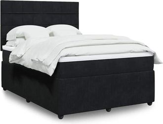 vidaXL Cama Box Spring Con Colch&oacute;n Terciopelo Negro 140x190 Cm Vidaxl