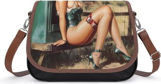 Generic 1950s Vintage Pin-up-Girls Letter Mail Box Womens Crossbody Bag Fashion Shoulder Handbags Message Tote Bag with Adjustable Strap