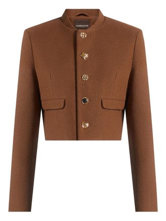 Mani&egrave;re De Voir Evana stand-collar button jacket - Brown