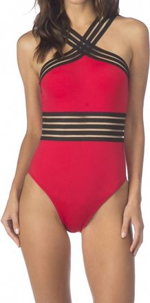 Kenneth Cole High Neck One Piece Swimsuit In Kkc Red