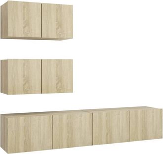 Berkfield Home 4 Piece TV Cabinet Set Sonoma Oak Engineered Wood in Light Brown