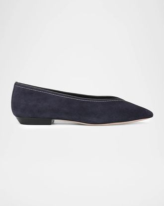 Veronica Beard Bancroft Suede Ballerina Flats