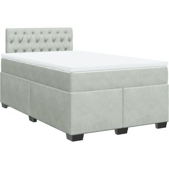 vidaXL Vidaxl - Cama Box Spring Con Colch&oacute;n Terciopelo Gris Claro 120x190 Cm