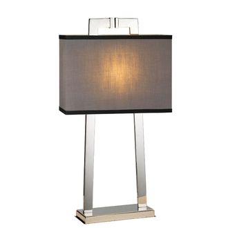 Loops Table Lamp Light Grey Shade Highly Polished Nickel Finish LED E27 60W Bulb in Metallics
