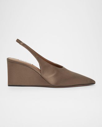 Alaia 75mm Satin Slingback Wedges