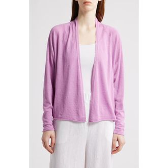 Eileen Fisher Organic Linen & Organic Cotton Open Front Cardigan in French Lilac at Nordstrom Rack, Size Xx-Small
