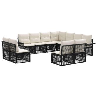 vidaXL Conjunto De Sof&aacute;s De Jard&iacute;n 11 Pcs Negro Rat&aacute;n Sint&eacute;tico Vidaxl