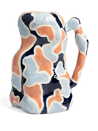 &k Amsterdam large patterned jug vase (30cm x 25.5cm) - Blauw