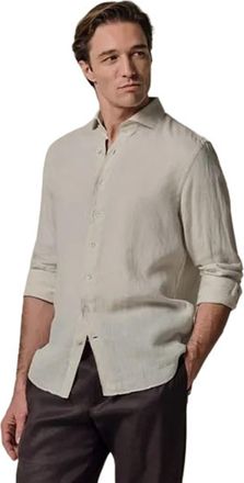 Profuomo Beige linnen casual overhemd Profuomo Slim Fit