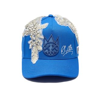 Cult of Individuality Cult X El Alfa Lurex Emb Logo 5 Panel A Frame Trucker Hat in Blue