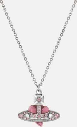 Vivienne Westwood New Diamante Heart Pendant Necklace Platinum-vintage-rose-crystal-light-rose-enamel Platinum-vintage-rose-crystal-light-rose-enamel Women