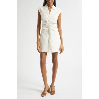 Veronica Beard Maura Sleeveless Mini Shirtdress in Ecru at Nordstrom, Size 14