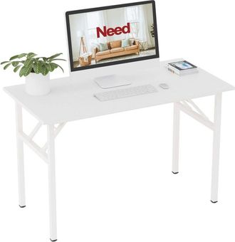 Soges Soges Escritorio Plegable, 120 X 60 X 75 Cm, Escritorio Compacto Para Ordenador, Mobiliario De Oficina, Escritorio Para Pc, Mesa De Trabajo,blanco
