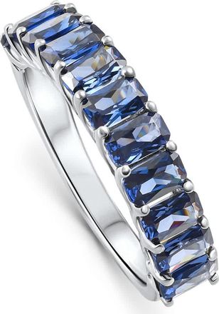 Pompeii3 2.50Ct Blue Sapphire Wedding Anniversary Ring Stackable 14k White Gold Band