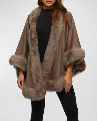 Gorski Cashmere Capelet with Lamb Shearling Trim