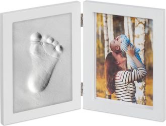 Relaxdays Relaxdays - 10 Marcos De Fotos Para Beb&eacute;, Molde De Yeso Para Mano O Pie, Blanco