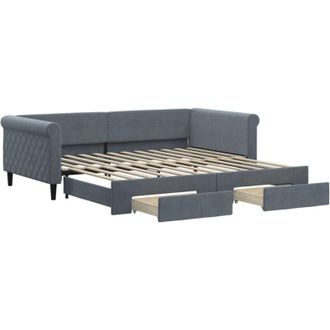 vidaXL Vidaxl - Sof&aacute; Cama Nido Con Cajones Terciopelo Gris Oscuro 100x200 Cm