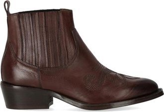 Duccio del Duca 396 Texan Enkellaars - Dames - Cowboylaarzen - Bruin - 37 EU - Leer - Schoenen