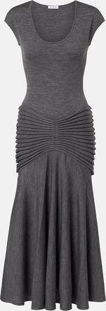 Alaia Ala&iuml;a Knitted pleated wool midi dress