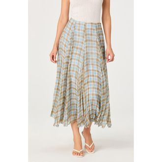ASTR the Label Fiori Plaid Skirt in Blue Brown Plaid at Nordstrom, Size X-Small