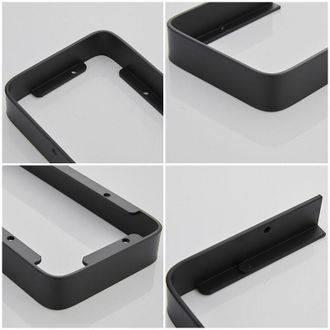 OEM Estante De Ducha Autoadhesivo De Pared En Aluminio Y Cristal Templado, 30 Cm, Negro - Almacenamiento Para Ba&ntilde;o Sin Taladrar, Capacidad De Carga De 10 