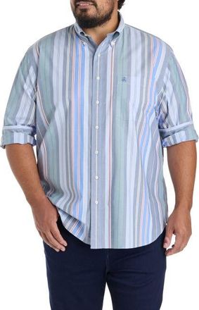 Brooks Brothers Big & Tall Multi-Striped Friday Sport Shirt in Stripe Blue Green at Nordstrom, Size Xx-Large
