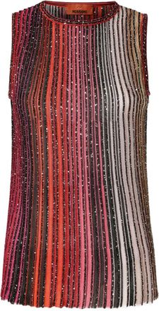 Missoni sequin-embellished striped vest - women - Metallic Fibre/Rayon/Polyamide/Polyester/Elastane - 42 - Red