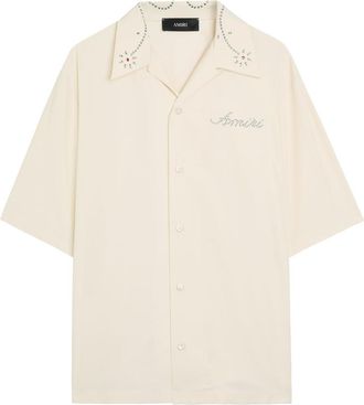 Amiri Amiri Stud Embellished Woven Shirt - Ivory - XL