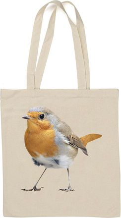 Generic Small Bird Graphic Natural Cotton Tote Bag White