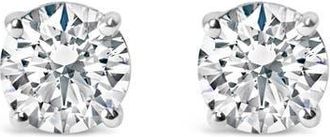 House of Brilliance Platinum 3.00 Cttw Round Lab Grown Diamond Solitaire Stud Earrings in White at Nordstrom