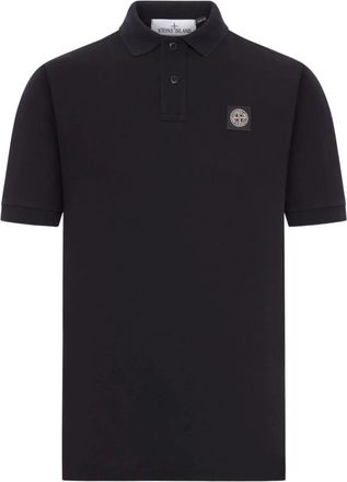 Stone Island Polo shirt van katoenpiqu&eacute; - Heren - Polos - Zwart - S - Katoen - Tops