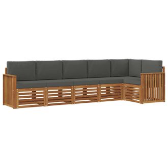 vidaXL Conjunto De Sof&aacute; Seccional Con Coj&iacute;n 6 Pcs Natural Y Antracita Vidaxl