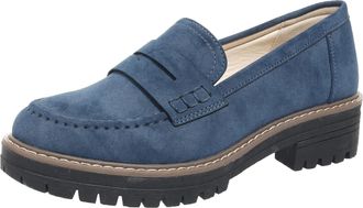 Generic Platform 2025 Loafers for Women Chunky Heel,Womens Platform Loafers, Lug Sole Penny Dress Shoes Business Casual Walking Flats (Dark Blue,5.5)