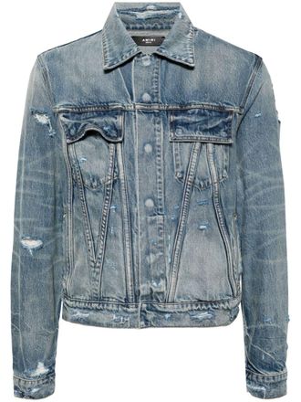 Amiri distressed-effect denim jacket - men - Cotton - S - Blue