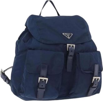 Prada Pre-owned Backpacks, female, Blue, Size: ONE SIZE Pre-owned Vintage Nylon Backpack