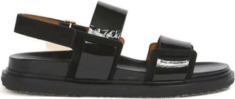 Marni Fussbett Double-Strip Sandalen - Dames - Sandalen - Zwart - 36 EU - Leer - Schoenen