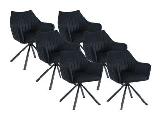 Vente-Unique Conjunto de 6 sillas con brazos de terciopelo y metal - Negro - IZIALI de Pascal MORABITO