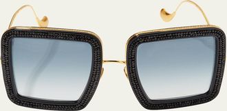 Anna-Karin Karlsson Beaming Sky Swarovski Square Acetate Sunglasses