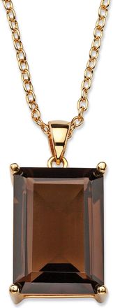 Palm Beach Jewelry 12.50 TCW Hand-Cut Genuine Smoky Topaz Gold-Plated Pendant Necklace 16