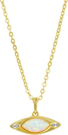 Savvy Cie Jewels GOLD PLATED OVER BRASS WHITE CZ ROUND PENDANT