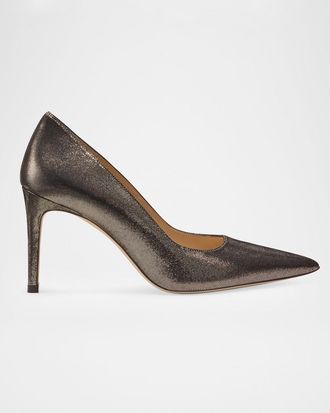 Stuart Weitzman 85mm Stuart Power Leather Noir Pumps