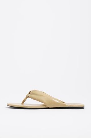 Bimba & Lola Leather Tubular Flat Sandal in Ochre at Nordstrom, Size 35