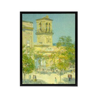 Artery8 Street of the Great Captain Cityscape Hassam Framed Canvas Wall Art | Size: W24 x H32