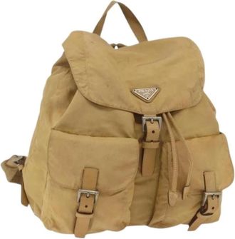 Prada Pre-owned Backpacks, female, Beige, Size: ONE SIZE Pre-owned Vintage Nylon Backpack