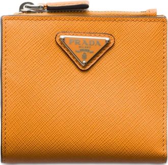 Prada Saffiano kleine leren portemonnee - Oranje