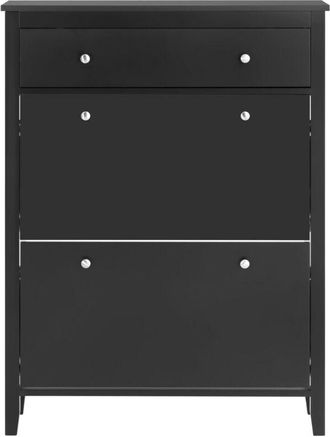 SoBuy Scarpiera con 2 ribalte Scarpiera con cassetto Scarpiera Scaffali portascarpe Nero 80x25X108cm FSR89-SCH - Sobuy