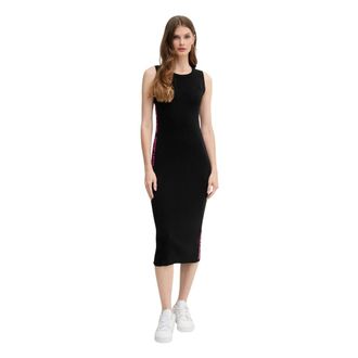 DKNY Dkny, Kleedjes, Dames, Zwart, S, Katoen, Ribbed Midi Jurk