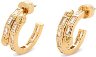 Kurt Geiger Baguette Crystal Hoop Earrings in Gold at Nordstrom